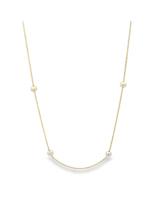 Κολιέ με μαργαριτάρια ανα διαστήματα από χρυσό Κ14