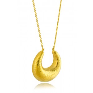 Archaic era half-moon hammered necklace in 18k gold