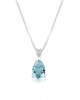 Aquamarine drop necklace with diamond in 18k white gold 