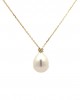 Drop pearl necklace with diamond in 18k gold 