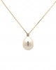 Drop pearl necklace with diamond in 18k gold 