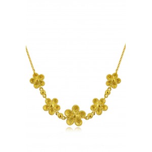 Αρχαϊκό κολιέ με μαργαρίτες δύο όψεων με διαμάντια από χρυσό Κ18