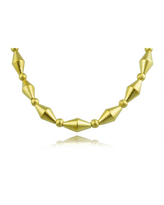 K18 Gold Archaic Era Big Hammered Necklace