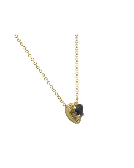K18 Gold Heart Necklace with Heart-shaped Iolite and Dia