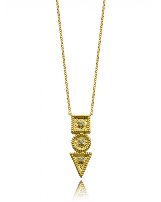 Βυζαντινό κολιέ με διαμάντια από χρυσό Κ18