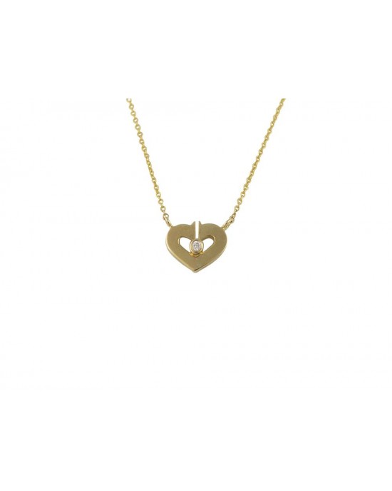 K14 Gold Heart Necklace with Diamond 0.015ct