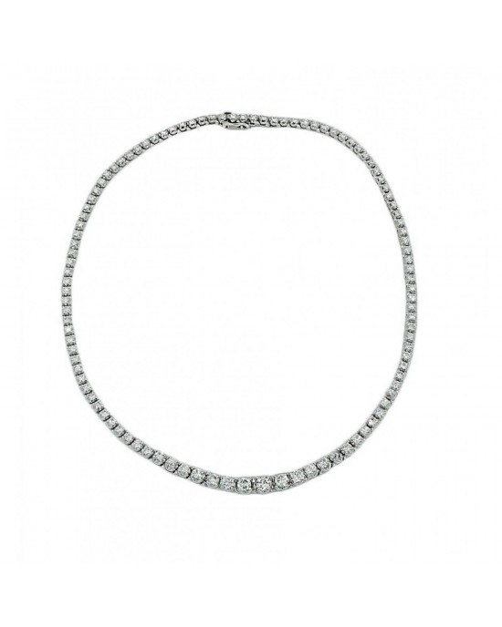 Tennis Necklace with Diamonds 6.50ct in 18k White Gold