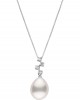 Drop pearl necklace with diamonds in 18k white gold