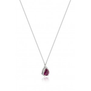 Drop necklace with ruby in 18k white gold