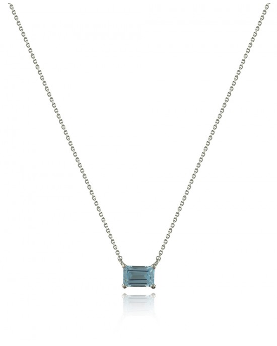 Sky blue topaz necklace in 14k white gold