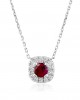 Ruby halo necklace 0.31ct with diamonds in 18k white gold 