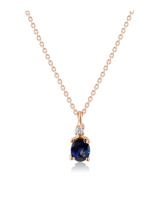 Necklace with sapphire and diamond in 18K rose gold 