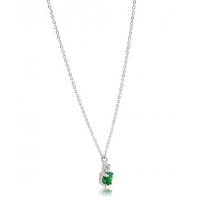 Necklace with emerald and diamond in 18k white gold 