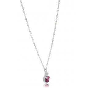 Necklace with ruby and diamond in 18K white gold 