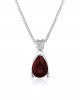 Drop necklace with ruby and diamond 18k white gold 