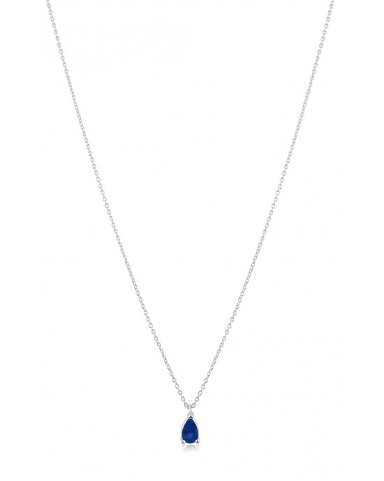 Necklace with sapphire in 18k white gold 