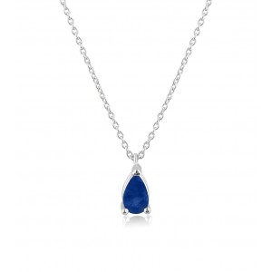 Κολιέ μονόπετρο με ζαφείρι από λευκόχρυσο Κ18 