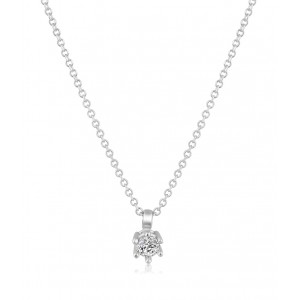 CZ solitaire necklace in 14K white gold