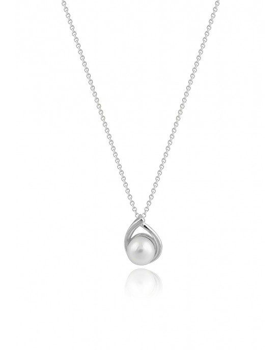 Νecklace with pearl in 14K white gold