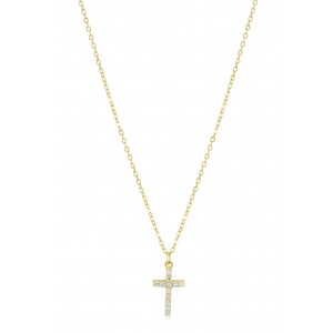 Cross necklace with cubic zirconia in 14k gold  