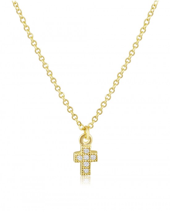 Κολιέ σταυρός με ζιρκόν από χρυσό Κ14
