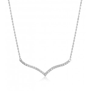 Κολιέ μπάρα με διαμάντια από λευκόχρυσο Κ18