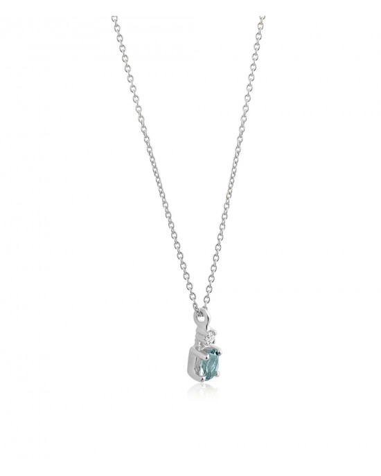 Κολιέ με aquamarine και διαμάντι από λευκόχρυσο Κ18 