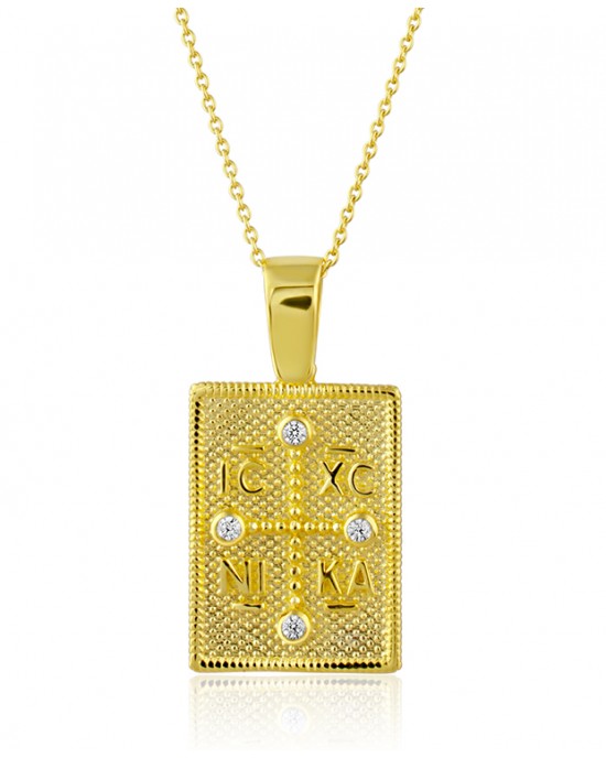 Byzantine Orthodox IC-XC NIKA pendant in 14K Gold 