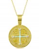 Μενταγιόν Φυλαχτό Κωνσταντινάτο στρογγυλό με χρώμα στο σταυρό  και ζιργκόν από Χρυσό Κ14