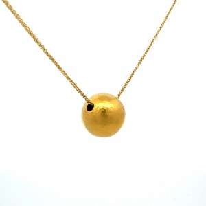 Handmade hammered sphere pendant in 18k gold