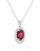 Cluster pendant with ruby and diamonds in 18k white gold