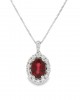 Cluster pendant with ruby and diamonds in 18k white gold