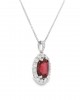 Cluster pendant with ruby and diamonds in 18k white gold