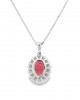 Cluster pendant with ruby and diamonds in 18k white gold