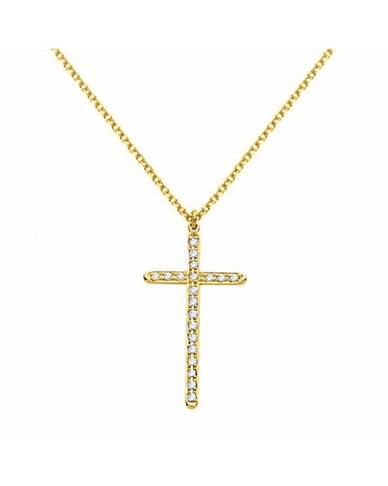 Cross necklace with diamonds, 14K gold Ekan