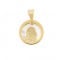  Round Pendant with Virgin Mary and Holy Child and Mother of Pearl in 14K Gold Ekan