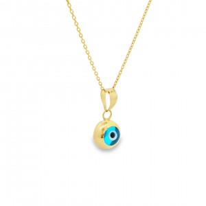 Pendant with round evil eye in 14K gold