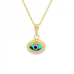 Pendant with evil eye in 14K gold