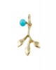 14K Gold Pendant Olive Branch with Turquoise