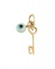 14K Gold Pendant "Key" with mother of pearl evil eye
