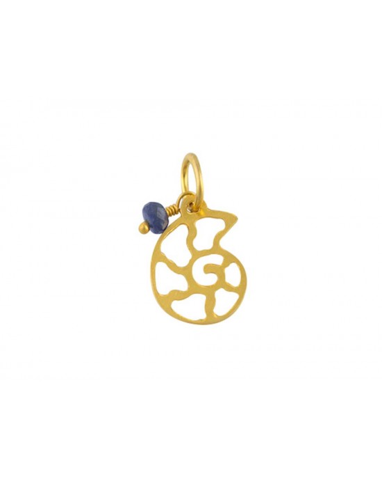14K Gold Pendant "Snail" with blue sapphire