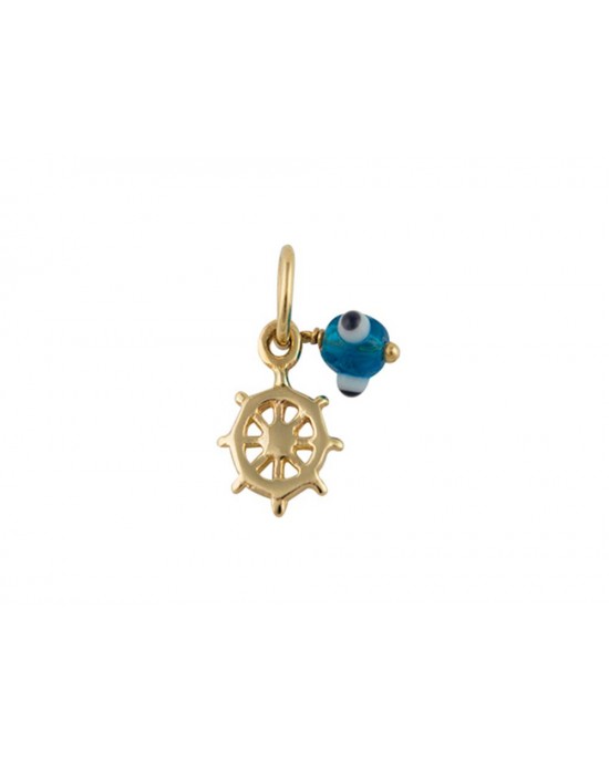 14K Gold Pendant "Sailor's Wheel" with evil eye