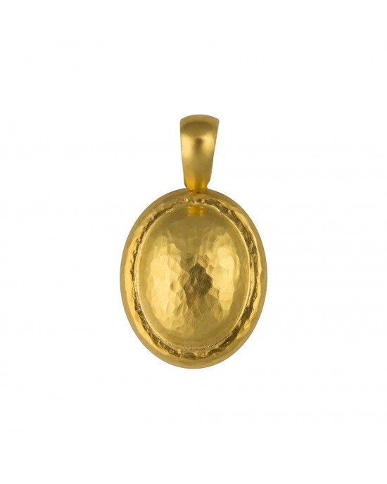 Oval hammered pendant in 18k gold 
