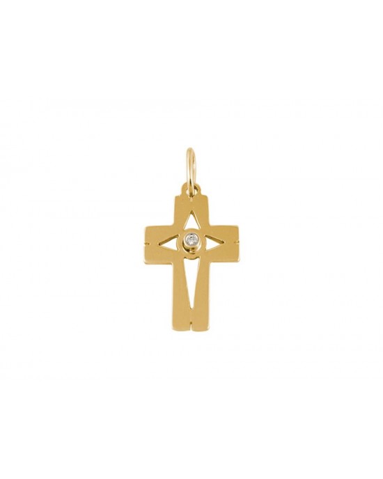 14K Gold Cross with CZ