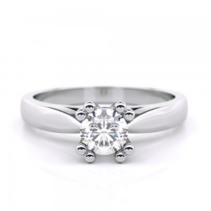 Mονόπετρο δαχτυλίδι με διαμάντι μπριγιάν 0.52ct από λευκόχρυσο Κ18 με πιστοποιητικό GIA