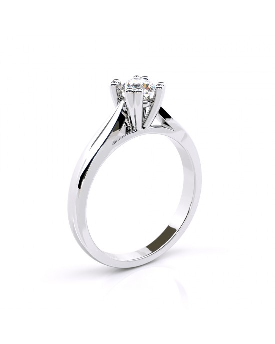 Solitaire engagement ring with 0.52ct diamond in 18k white gold GIA Certified