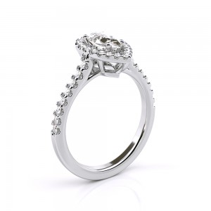 Μονόπετρο δαχτυλίδι halo με διαμάντι pear 0.63ct από λευκόχρυσο Κ18 με πιστοποιητικό GIA Μονόπετρο δαχτυλίδι halo με διαμάντι pear 0.63ct από λευκόχρυσο Κ18 με πιστοποιητικό GIA