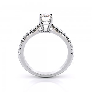 Μονόπετρο δαχτυλίδι λευκόχρυσο Κ18 με διαμάντι μπριγιάν 0.50ct με πέτρες στο πλάι και πιστοποίηση GIA