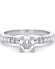 Engagement ring with diamond 0.50ct and side stones in 18k white gold GIA certified