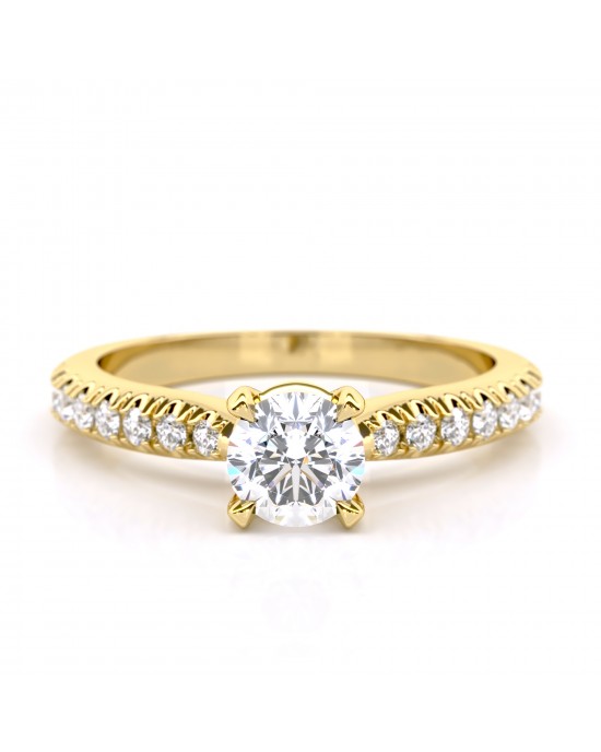Μονόπετρο δαχτυλίδι χρυσό Κ18 με διαμάντι μπριγιάν 0.50ct με πέτρες στο πλάι και πιστοποίηση GIA